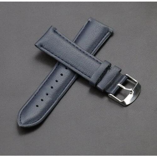 24 mm Navy blue Watch Strap Replacement Watch Band Soft Leather with Stainless Steel Buckle High Quality