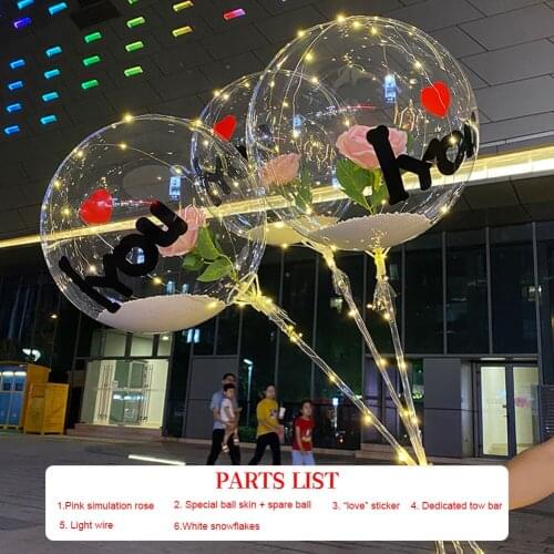 Handle LED Balloon With Sticks Luminous Transparent Helium Bobo Ballons Wedding Birthday Party Decorations Kid LED Light Balloon