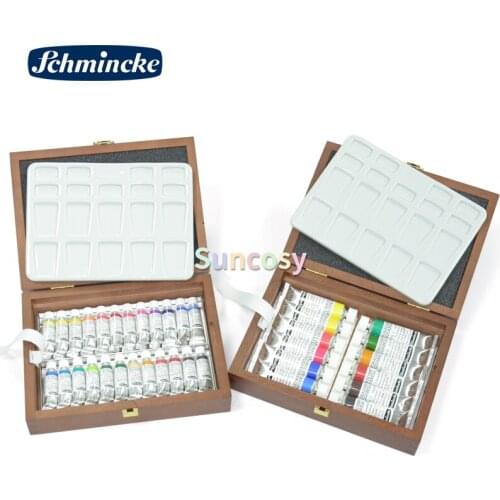 Schmincke : Horadam Watercolour : Wood Box Set of 24 Full Pans; 5ml Paint Tube Set in Wooden Box, Set of 24 Colors (74224097)