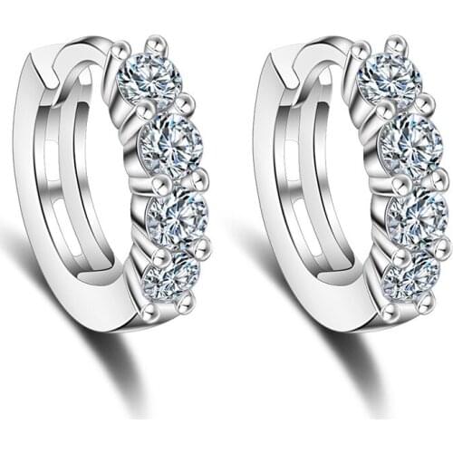 Hot Sale Wholesale New Fashion Shiny Zircon 925 Sterling Silver Ladies'Clip Earrings Women Jewelry Valentines Day Gift