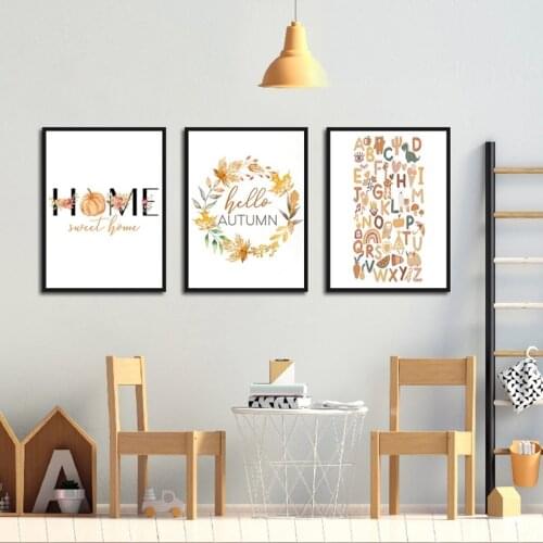 Modern Sweet Home Letters Canvas Painting Abstract Wall Art Cartoon Picture Posters and Print Craft for Living Room Decoration