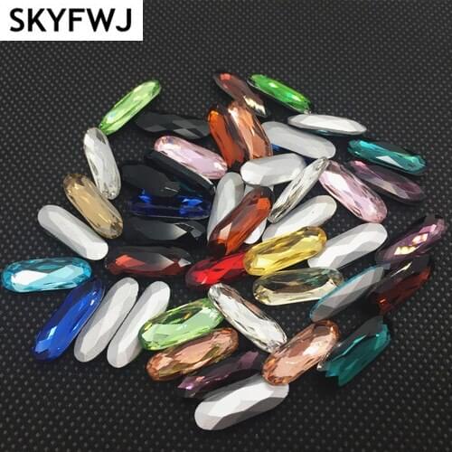 All Colors 5x15mm 7x21mm rectangle oval pointed back glass stones Loose Strass Crystal Nail Art rhinestone Crafts Dress Clothes