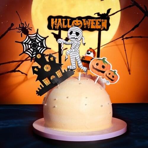 Halloween party decoration Cake Topper Halloween cake decoration insert sign Dessert decoration Pumpkin Decoration Sign