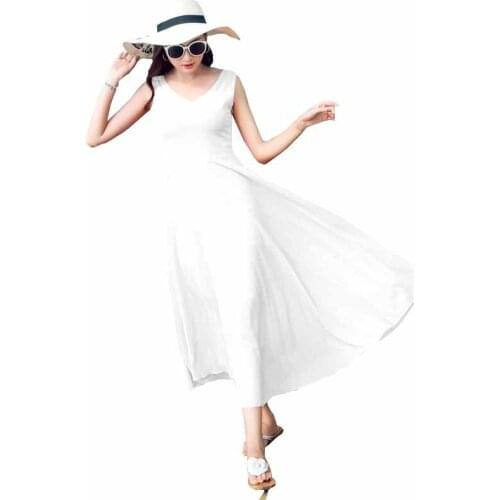 Korea Latest Fashion Summer Women Feminine V-Neck Printed Chiffon Bohemian Dresses Large Size Temperament Fairy Slim Dress OK779