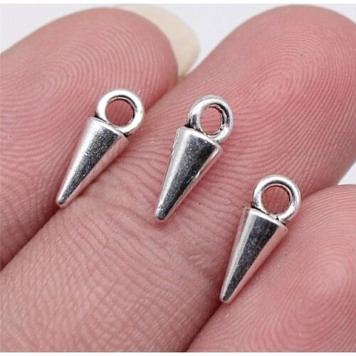 WYSIWYG 40pcs 11x4mm Antique Silver Color Awl Charms Pendant For Jewelry Making DIY Jewelry Findings
