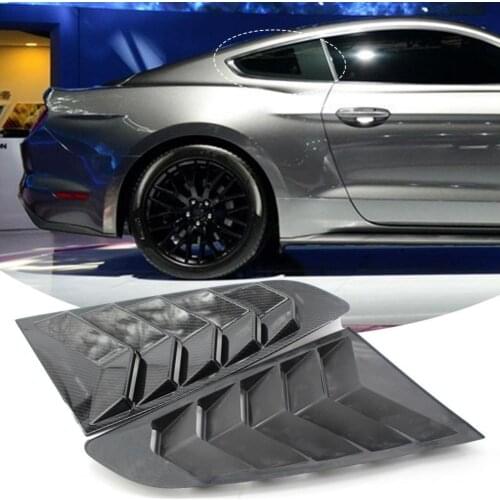 2Pcs Carbon Grain Side Window Louvers Sturdy Side Window Scoops Vents for Ford Mustang 15-17 Car Louver