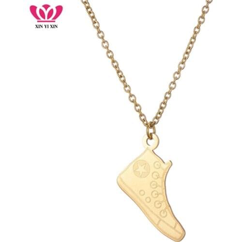Charm Gold Stainless Steel Choker Necklace Women Simple Cute Color Shoe Pendant Necklace Kids Fashion Minimalist Jewelry Gift