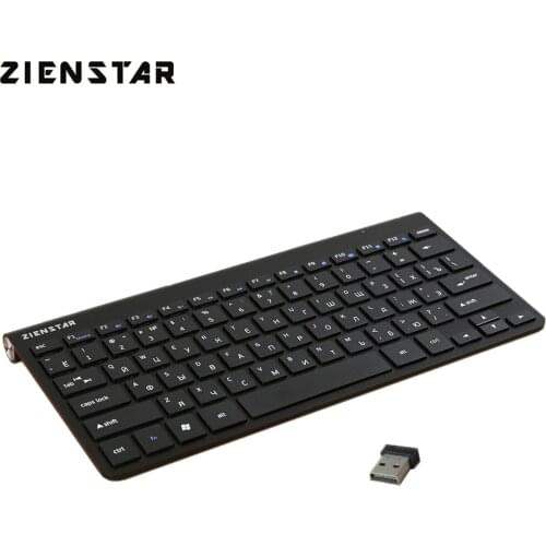 Zienstar Russian English Slim 2.4G Wireless Keyboard Mouse for MACBOOK,LAPTOP,TV BOX, Computer PC ,Smart TV with USB receiver