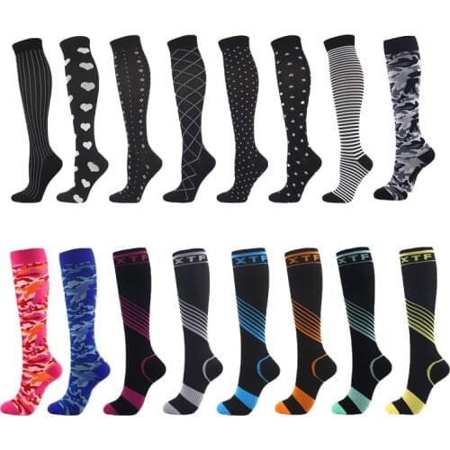 1 Pair Of Unisex Copper Compression Socks Female Knee High15-20 mmHg Men Anti-Fatigue And Pain Relief Cycling Socks