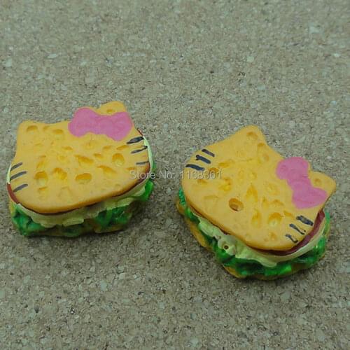 1pcs/lot resin original cat hamburger 17mm Cabochons Jewelry Fit Mobile Phone Hairpin Headwear DIY Accessories B202-5
