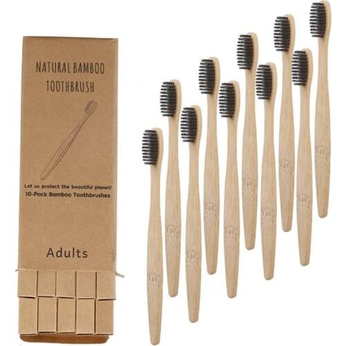 10PCS Bamboo Toothbrush Eco-Friendly BPA Free Soft Bristle Charcoal Teeth Whitening Adult Toothbrushes Health Dental Oral Care
