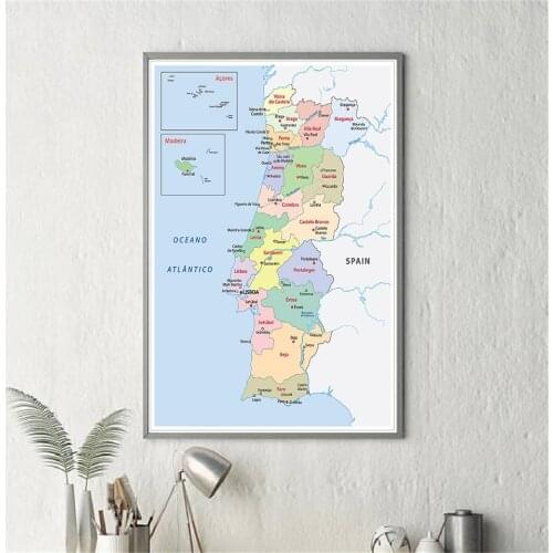 100*150cm The Portugal Political Map In Portuguese Wall Poster Non-woven Canvas Painting Classroom Home Decor School Supplies