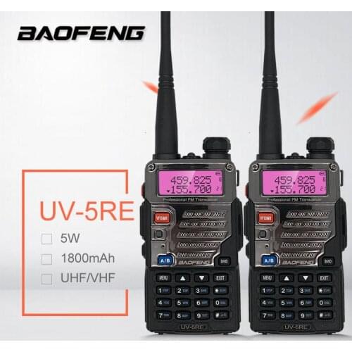 2PCS BaoFeng UV-5RE 5W Talkie Walkie rádio UV-5R VHF UHF Long Range Pofung UV5R CB Ham Radio station Amateur Police Scanner HF