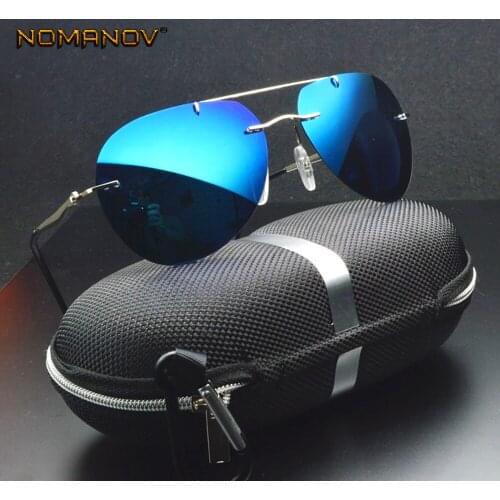 2018 Design GENUINE Brand B Titanium ICE BLUE MIRROR Rimless Polarized Sunglasses Gafas De Sol Briller Lunettes De Soleil