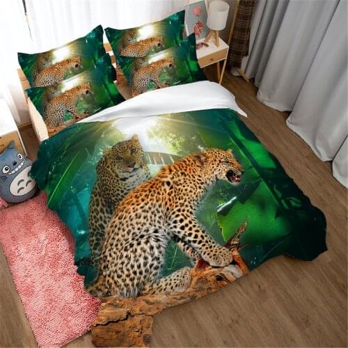 3D quilt cover Pillow Case Duvet Cover Quilt Shell Bed Sheet Quilt Bed Sheet Full Double Single Bed Leopard Home Textile