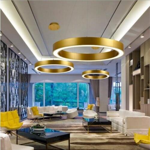 40/50/80CMModern Nordic Gold Ring Restaurant LED Pendant Lights Circle Suspension Luminaire Dining Room / Kitchen Lamps
