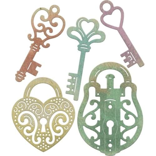 5pcs/Set Whimsical Locks and Keys Metal Cutting Dies Stencil for DIY Scrapbooking Photo Album Embossing Paper Cards Decor Crafts