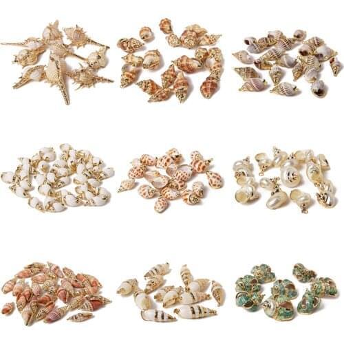 5pcs/lot Boho Natural Sea Shell Charms Pendant Cute Conch Cowrie Shell Loose Beads Pendants for DIY Jewelry Making Accesasries