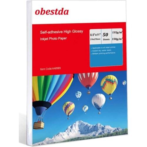 50Sheets 135/150Gsm A4 A6 High Glossy Sticker Self-Adhesive Photo Paper for Inkjet Printer