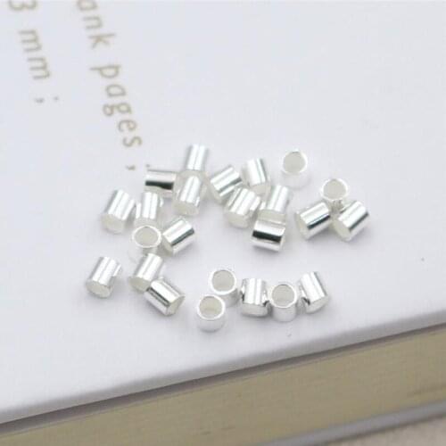 925 sterling ssilver Loose Positioning mini tube spacer Beads for making DIY jewelry accessories 1.5-2mm 50pcs