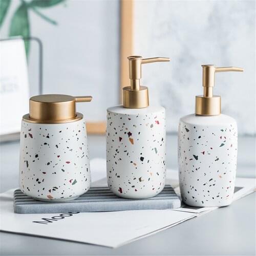 White Ceramic Soap Dispenser Bathroom Hair Conditioner Hand Washing Shampoo Bottles Bath Liquid Empty Refill Sub-bottle