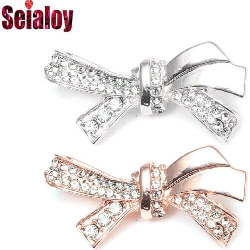 Seialoy Ornate Bow Accessories Beads Charm Fit Bracelet Necklace Fashion Silver Color & Rose Gold Bow-knot Jewelry Accessory