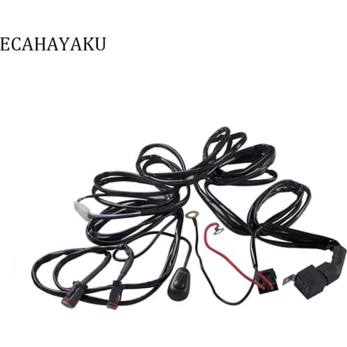 ECAHAYAKU Car Auto Led Work Driving Lights Wiring Loom Harness Offroad Light Bar 3 metes Wire Cable 40A 12v 24v Switch Relay Kit