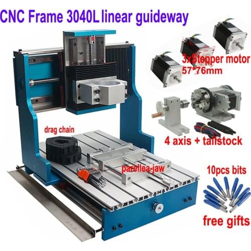 DIY CNC Router 3040 Metal Frame linear guideway Stepper motor Nema23 CNC Wood Router Craved On Metal Pcb Milling Machine 4 axis