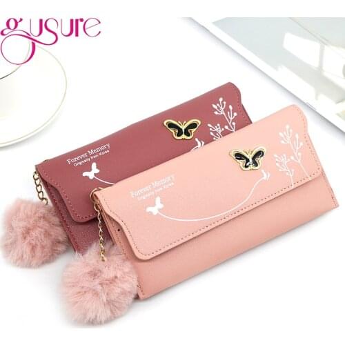 Gusure New Fashion Women Wallets Brand PU Lether Coins Long Wallet Purse Luxury Letter Designer Female Clutch Card Holder Mujer