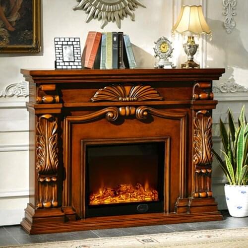 English style fireplace set W160cm wood mantel electric fireplace insert living room chimney warm air blower LED optical flame