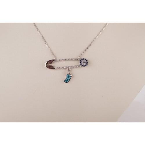 UM US JEWELRY Rhodium Plated Hook Pattern 925 Sterling Silver Necklace