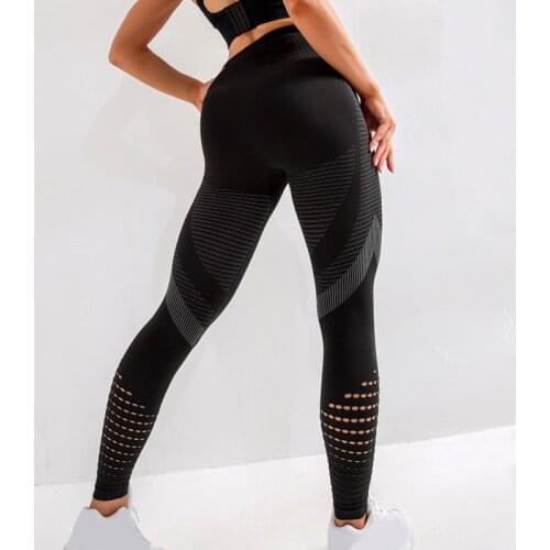 High Waist Fitness Gym Leggings Women Seamless Energy Tights Workout Running Activewear Yoga Pants Hollow Sport Trainning Wear