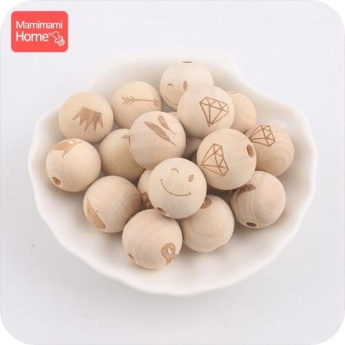 Mamihome 10pc 20mm Wooden Printing Bead Baby Teether Diy For Nursing Necklace BPA Free Wooden Blank Rodent ChildrenS Goods Toys