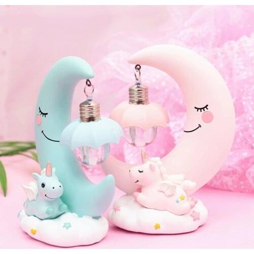 Cartoon Unicorn LED Night Light Moon Night Lamp Bedside Children Birthday Gift Home Decor Night Lights