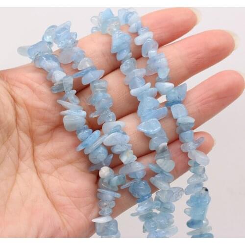 Natural Semi-precious Stone Unshaped Aquamarine Stone 5-8mm For DIY Necklace Earrings Accessories Gift Length 40cm
