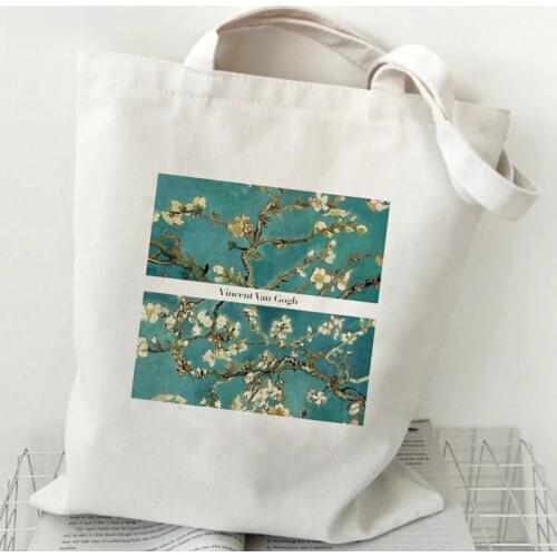 New Cloth Canvas Tote Bag Artistic Printed Shopping Travel Women Environmrntal Protection Reusable Shoulder Shopper Bags