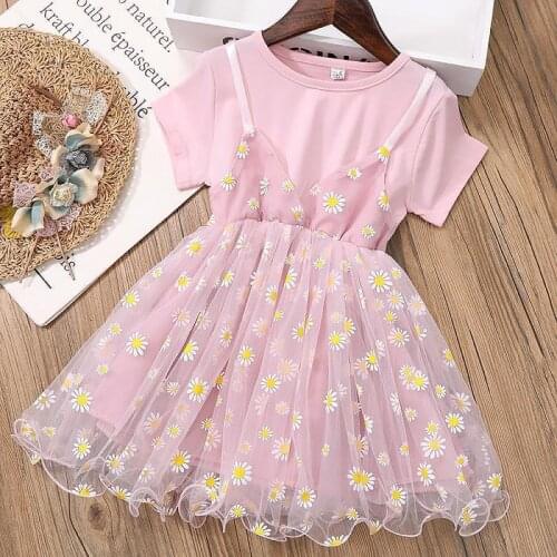 2021 New Lace Tulle Princess Dresses For Little Girls Kids Children Clothes Cute Full Sleeve Daisy Star One-Piece Wedding Dress