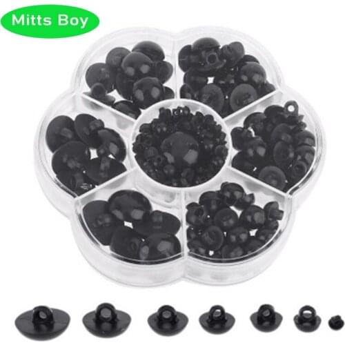 New 182 Pcs Black Resin Buttons Round Mushroom Domed Sewing Shank Black DIY Animal Eyes Toy Diy Decorative Buttons For Kids Gift