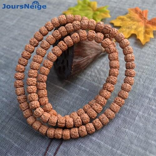 Wholesale Natural Bodhi Bracelets Yellow Skin No teeth Tibetan King Kong Bodhi Barrel 108 Buddha Beads DIY Original Hand String