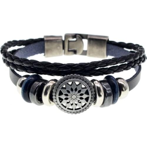 Braided retro leather snap bracelet charms pulseira masculina pulseras mujer bracelets men jewelry