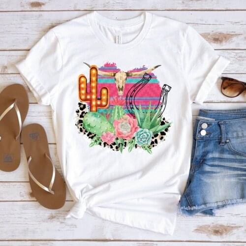 Casual Ladies Basic O-collar Short Sleeved Leopard Cactus Print Tops Women T-shirt Women T-shirt Girl,Drop Ship