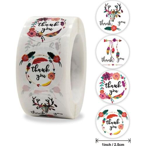 Qiduo 500pcs Kawaii Thank You Stickers Round Animal Adhesive seal Labels for Greeting Cards Gift Wrapping paper handmade sticker