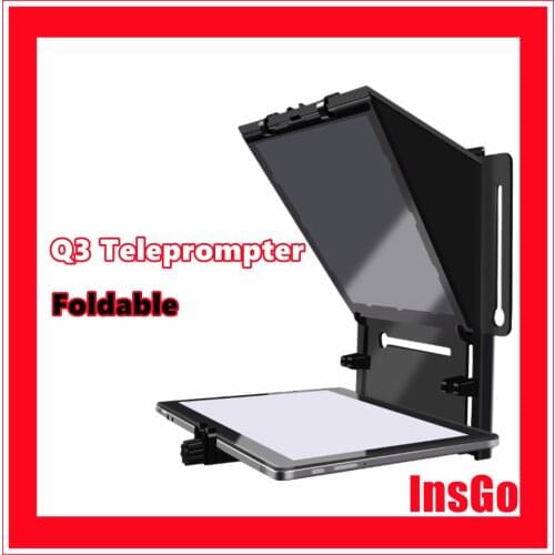 QIYE Q3 Foldable Teleprompter for 12" Tablet Phones iPad Prompting Phones Camera Shooting Tablet Prompter