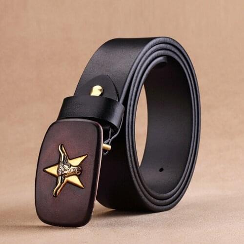 High-End Mens Womens Belts Luxury First Layer Cow Metal Smooth Buckle Locomotive Motorcycle Personalized Belt Friends Gift