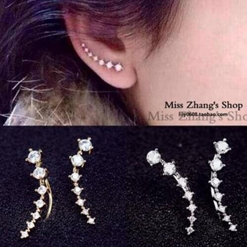 Climb Seven Star Earrings for Women Clips Temperament Personality Ladies Rhinestone Stars Gift Party Anniversary Jewelry 2021