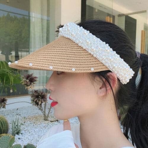 Womens hat summer Caps women summer Beach wide brim protection hats visor Fishing Panama for girl 2021 fashion new Empty straw