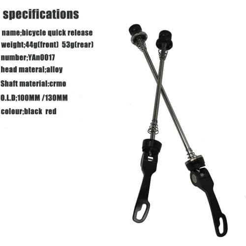 1 Pair Alloy Bike Skewer Bicycle QR Quick Release Front 100mm Rear 130mm For Road Bike