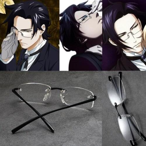 Black Butler Kuroshitsuji Claude Faustus Glasses Cosplay Glasses Eyewear Cosplay wig Accessories Halloween Props gift wigs set