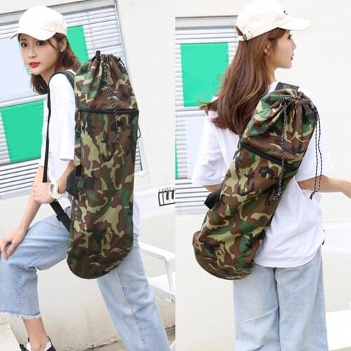 1pc Skateboard Bag Waterproof Canvas Solid Color/Camouflage Zip Drawstring Adjustable Strap Longboard Storage Bag for Outdoor