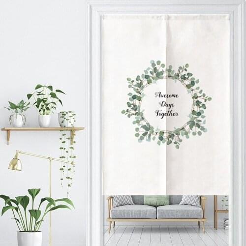 Nordic Green Planting Door Curtain Living Room Bedroom Bathroom Florist Partition Half Curtain Noren